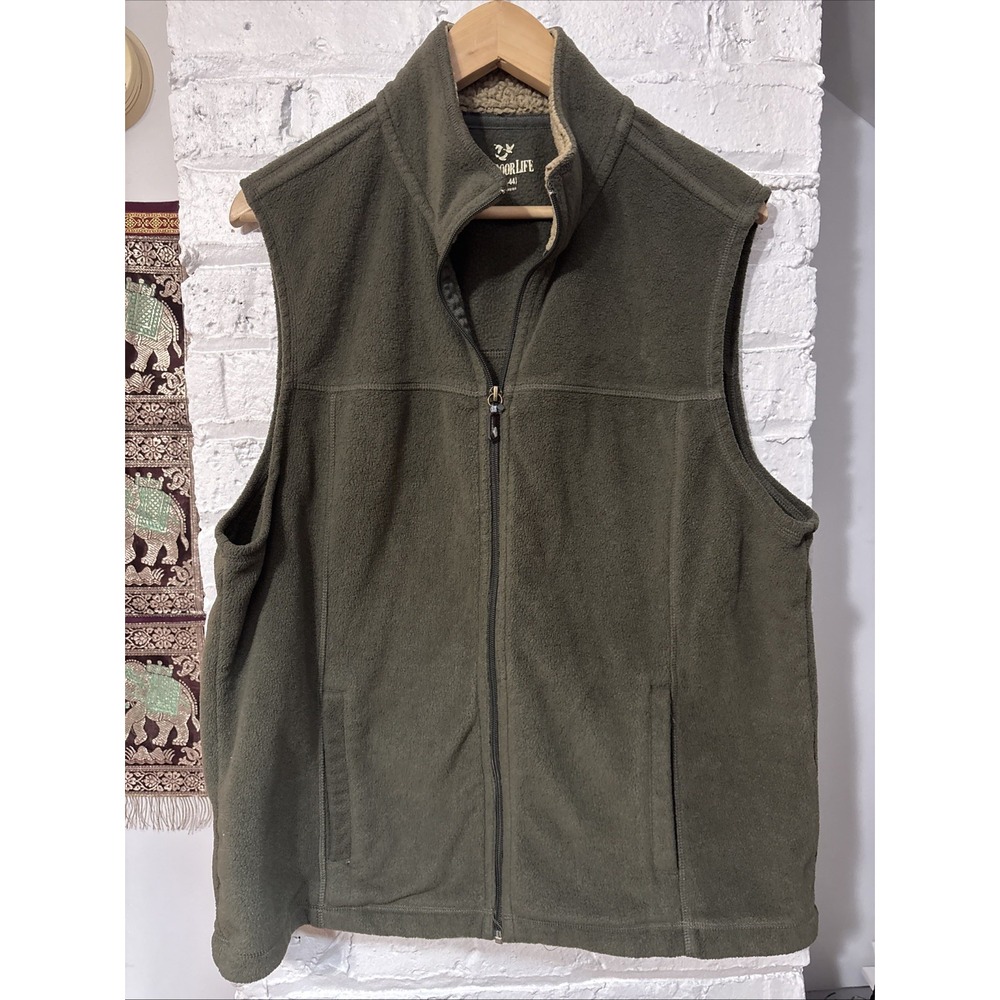 Men's Outdoor Life‎ Olive Green Fleece Vest Size Large 42–44.